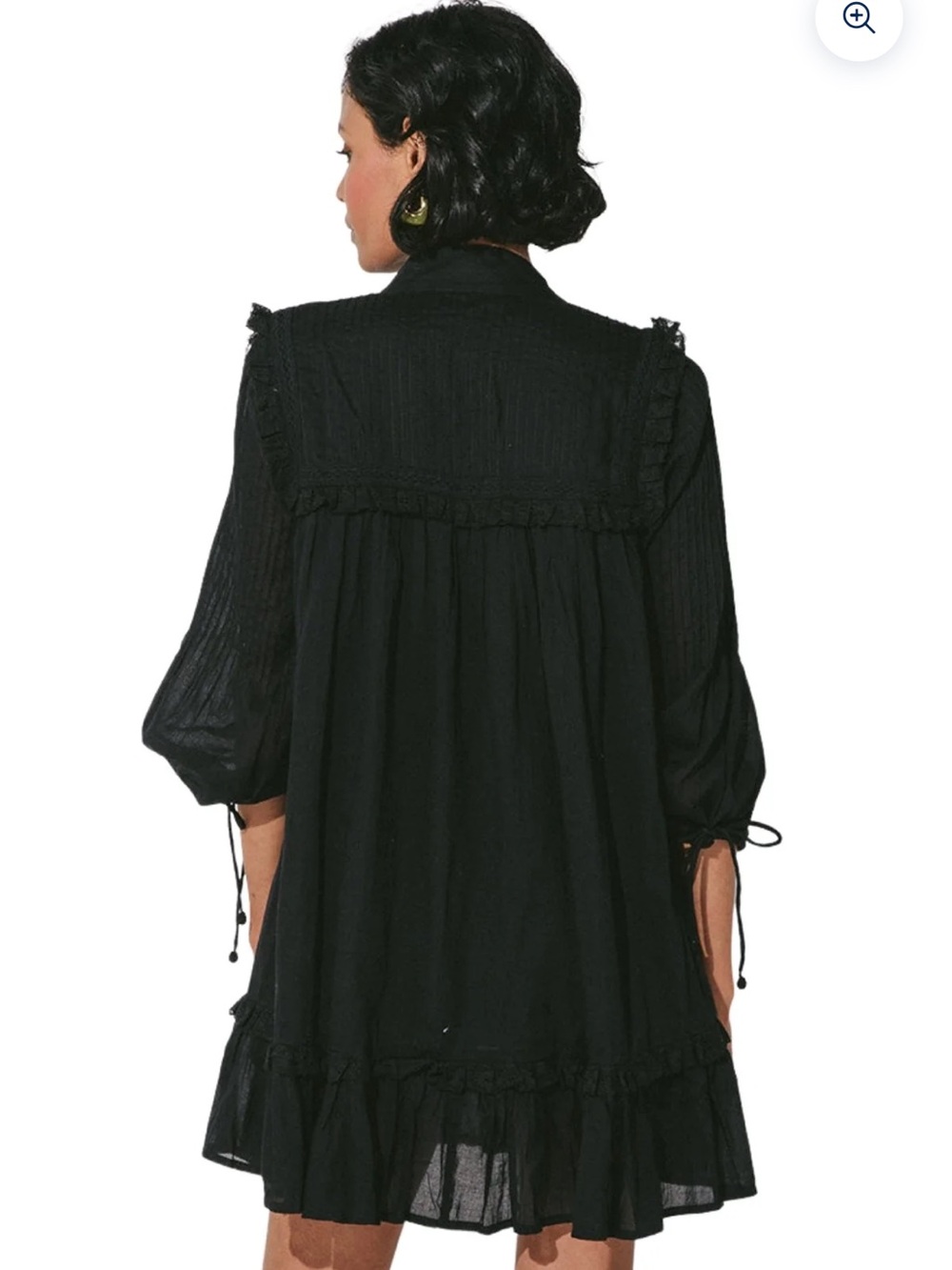 Cleobella Abby Mini Dress Black Size Medium Organic Cotton Ruffle Boho Western - Picture 4 of 14